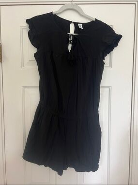 Old Navy Black Tie-Neck Women's Tunic Romper